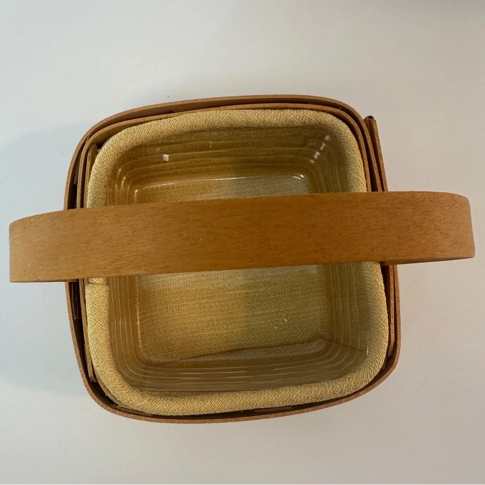 VTG Longaberger 2002 Tarragon Lined Small Square 5” Berry Basket Light Yellow‎